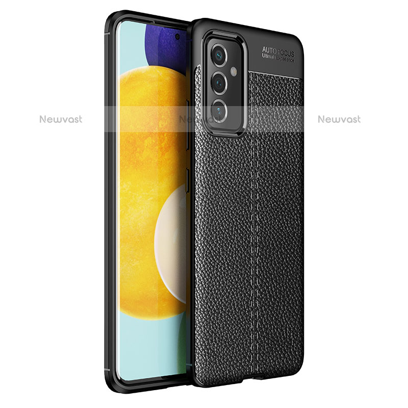 Soft Silicone Gel Leather Snap On Case Cover for Samsung Galaxy Quantum2 5G Black