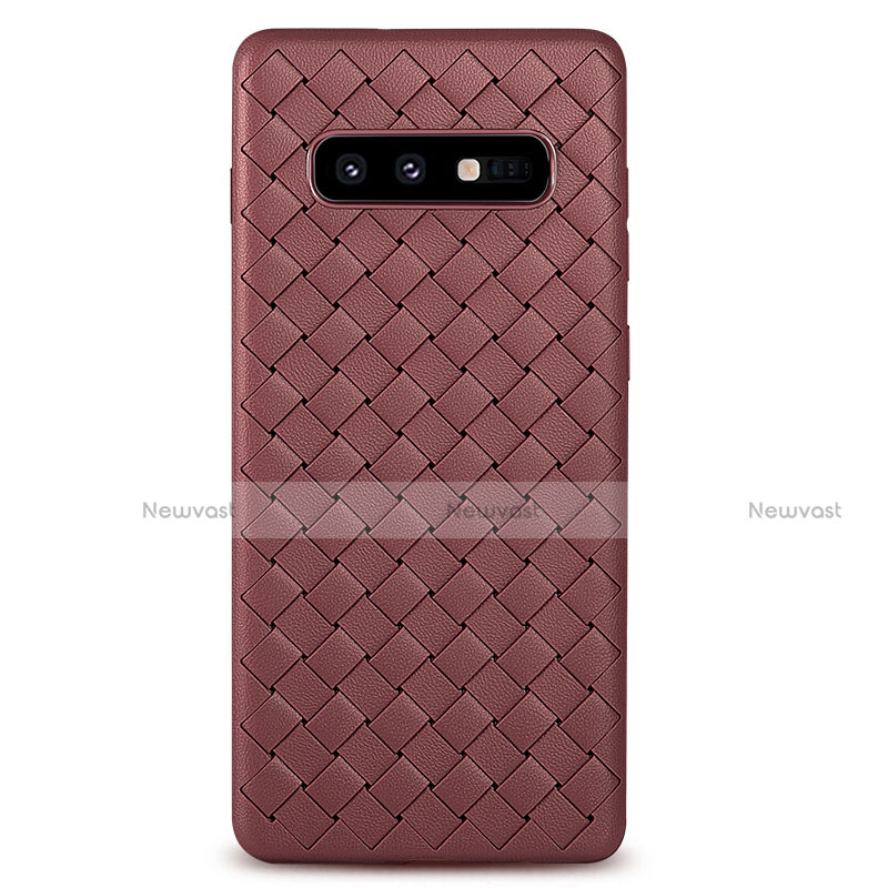Soft Silicone Gel Leather Snap On Case Cover for Samsung Galaxy S10e Brown