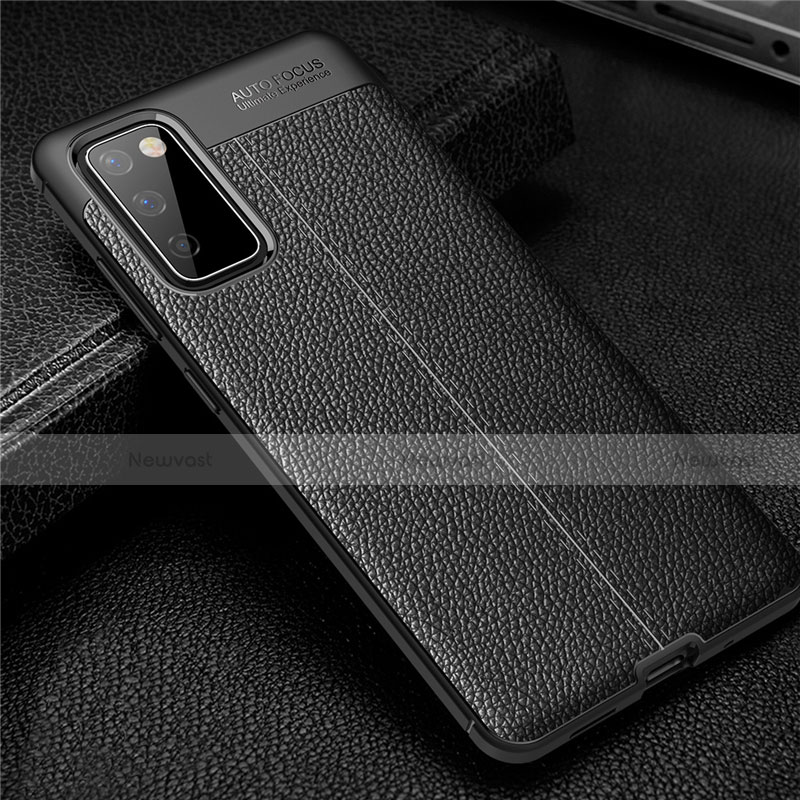Soft Silicone Gel Leather Snap On Case Cover for Samsung Galaxy S20 FE 4G Black