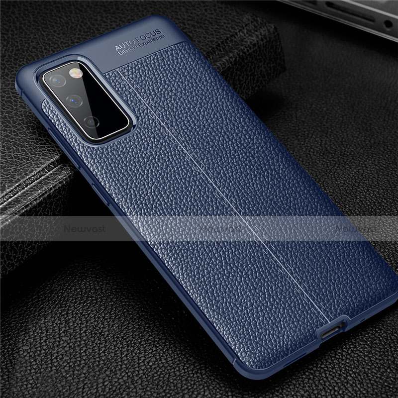 Soft Silicone Gel Leather Snap On Case Cover for Samsung Galaxy S20 FE 4G Blue