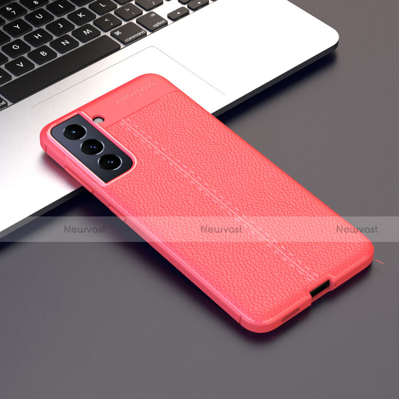 Soft Silicone Gel Leather Snap On Case Cover for Samsung Galaxy S21 5G Red