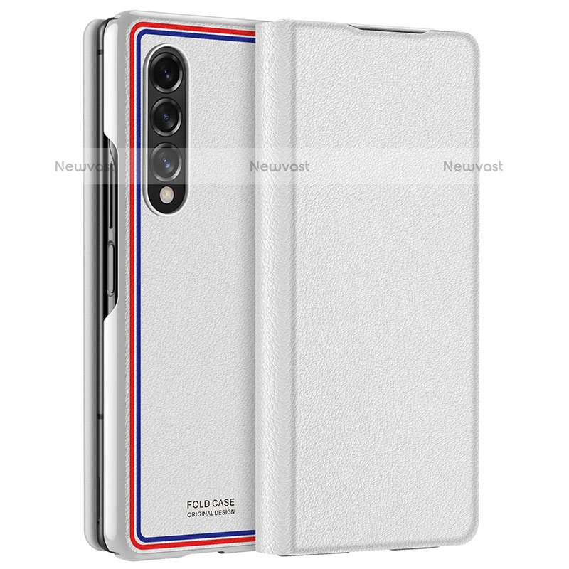Soft Silicone Gel Leather Snap On Case Cover for Samsung Galaxy Z Fold3 5G Gray