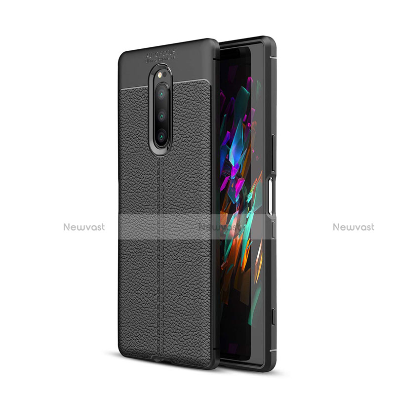 Soft Silicone Gel Leather Snap On Case Cover for Sony Xperia 1 Black