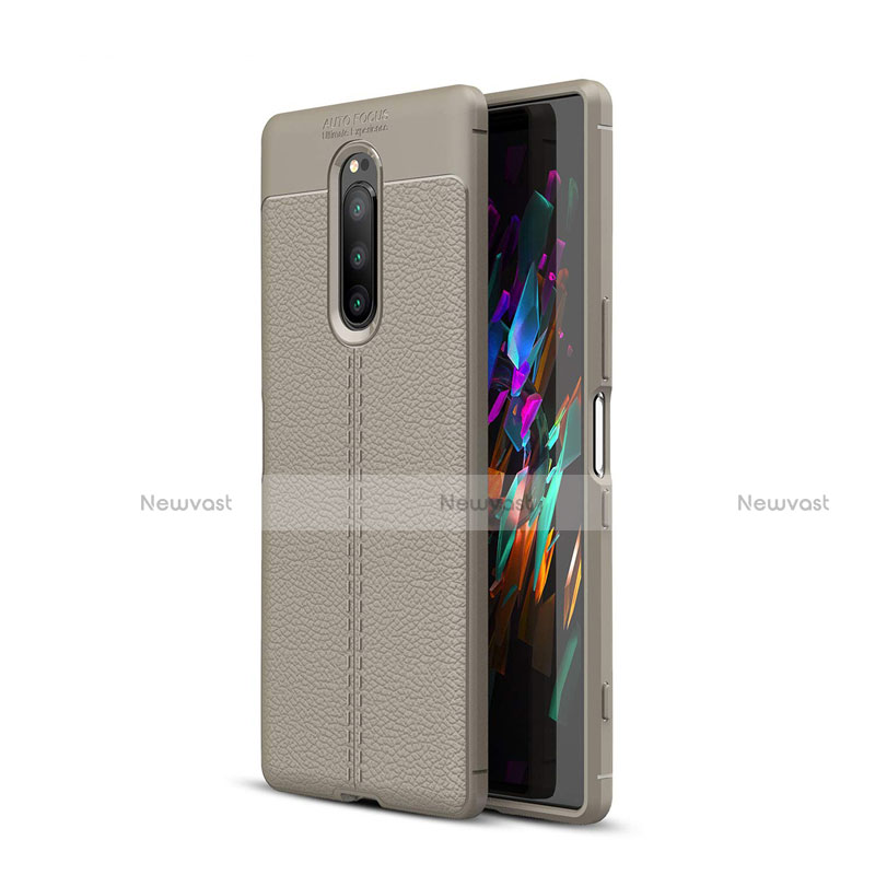Soft Silicone Gel Leather Snap On Case Cover for Sony Xperia 1 Gray