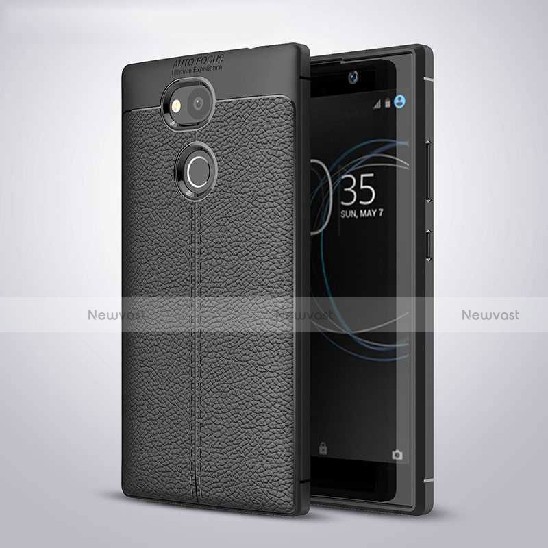 Soft Silicone Gel Leather Snap On Case Cover for Sony Xperia L2 Black
