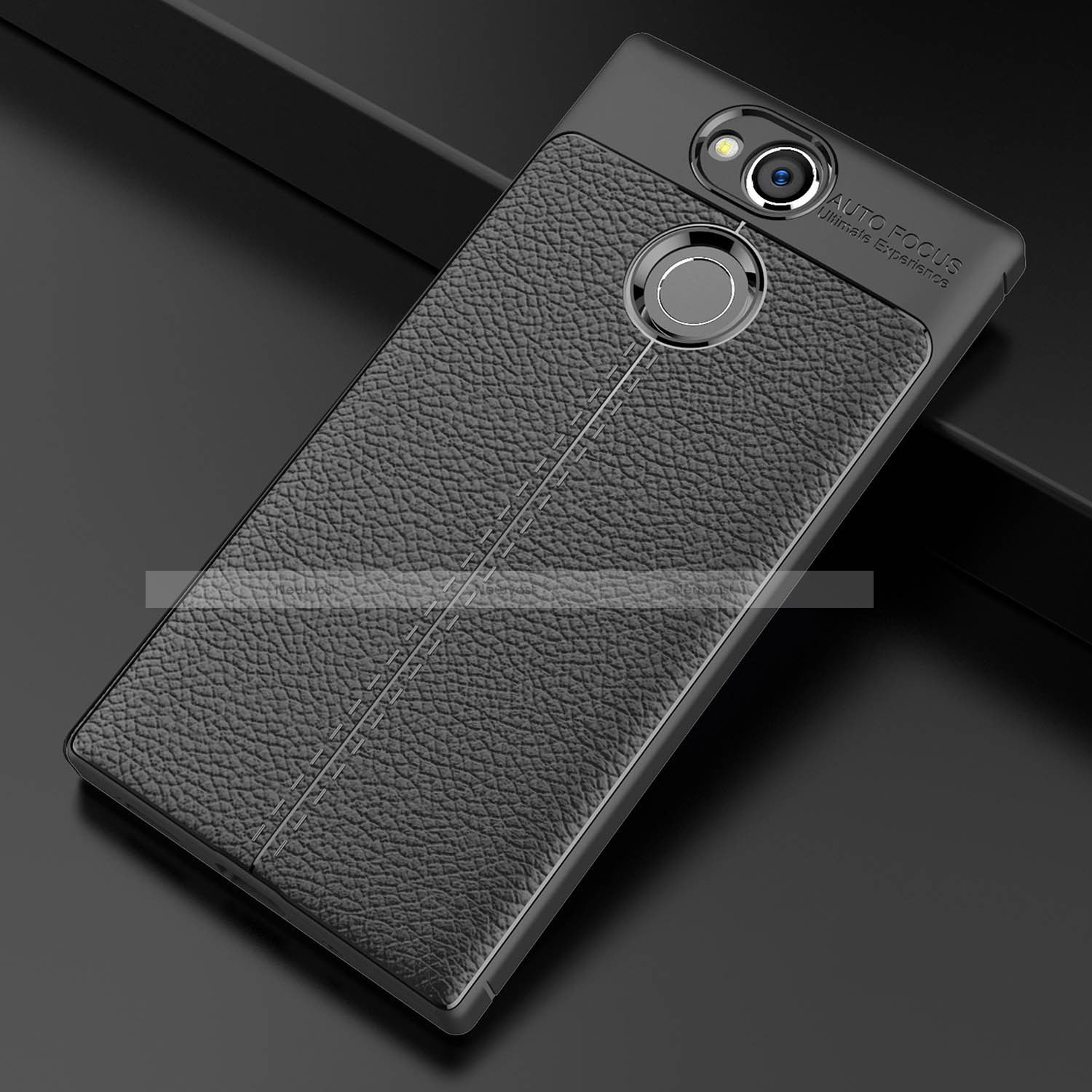 Soft Silicone Gel Leather Snap On Case Cover for Sony Xperia XA2 Black
