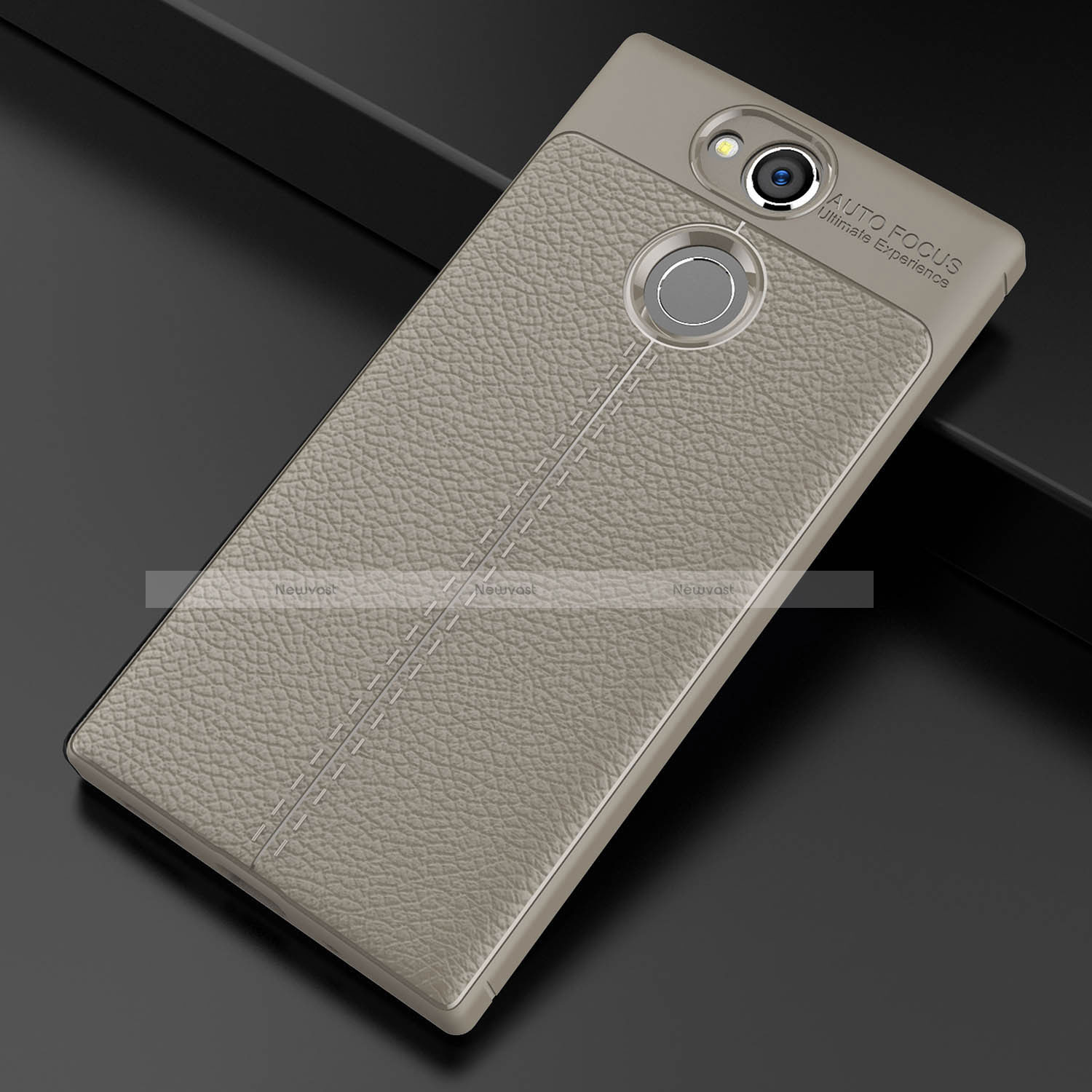 Soft Silicone Gel Leather Snap On Case Cover for Sony Xperia XA2 Gray