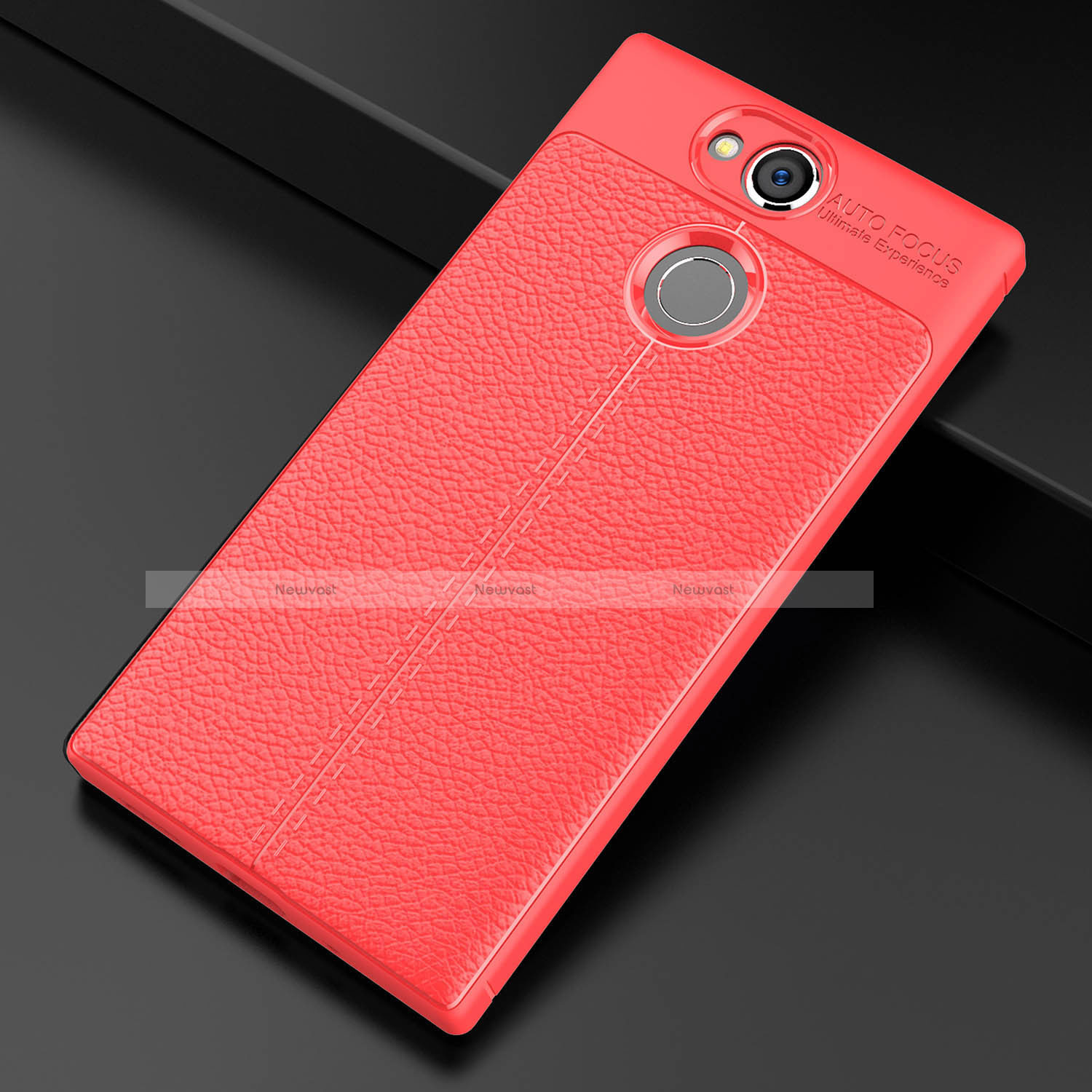 Soft Silicone Gel Leather Snap On Case Cover for Sony Xperia XA2 Ultra Red