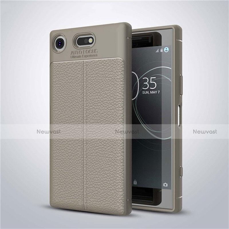 Soft Silicone Gel Leather Snap On Case Cover for Sony Xperia XZ1 Compact Gray