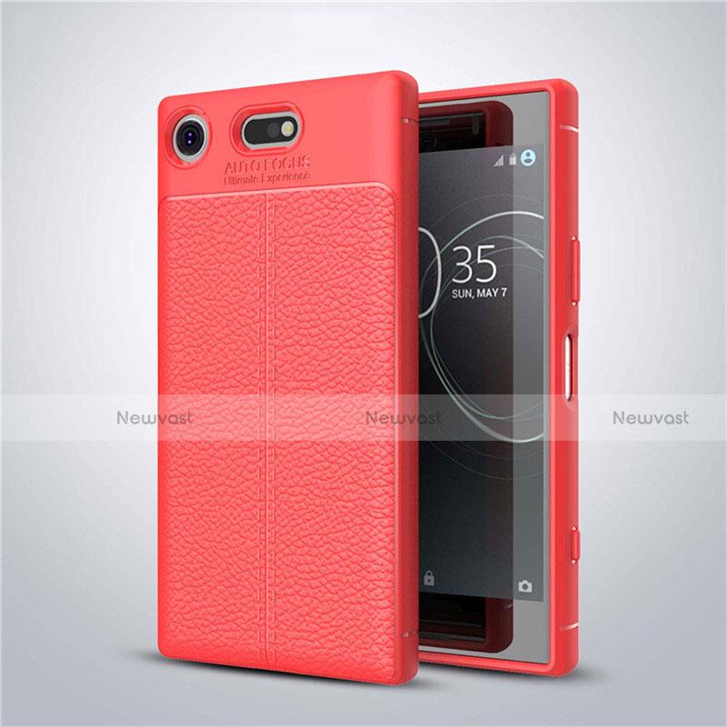 Soft Silicone Gel Leather Snap On Case Cover for Sony Xperia XZ1 Compact Red