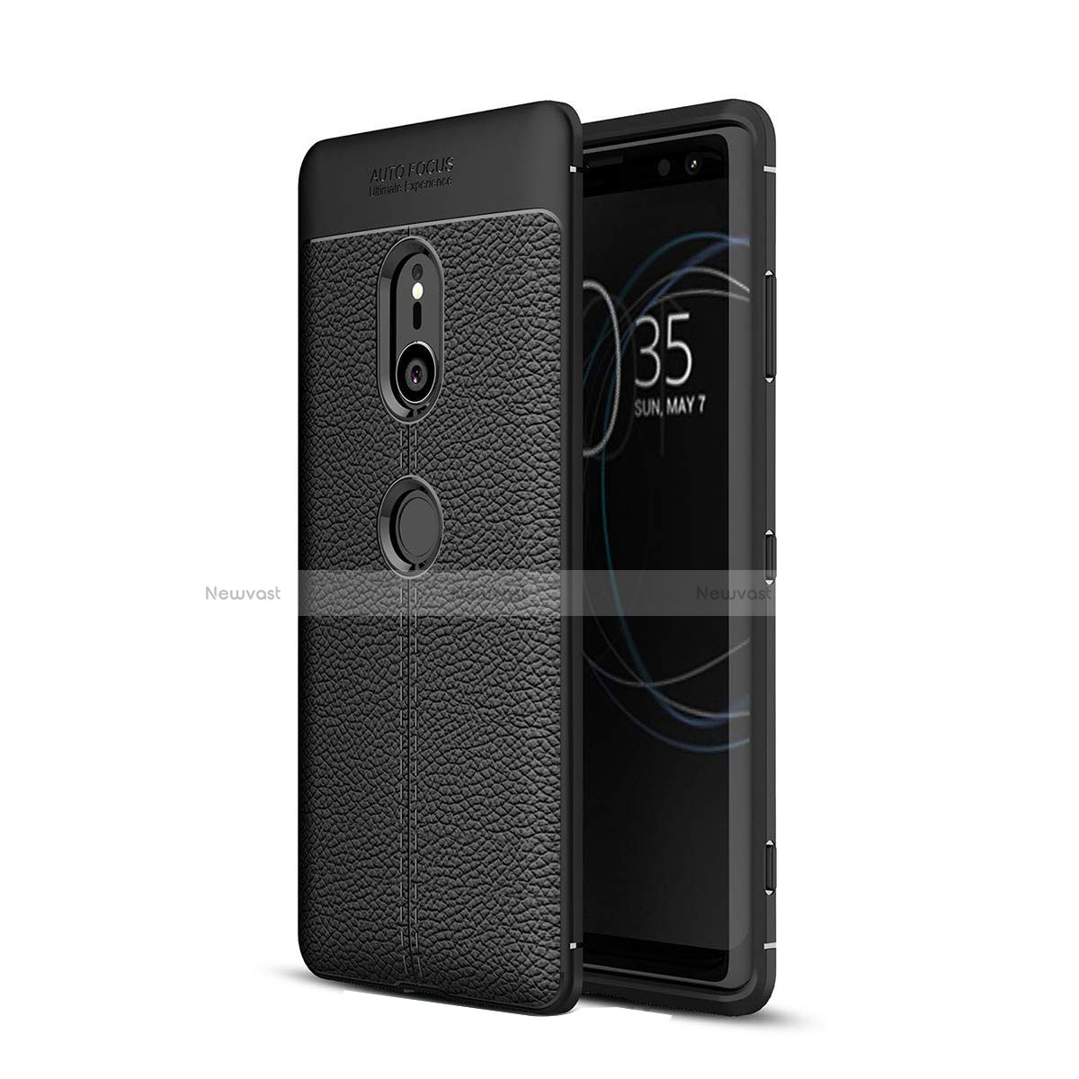 Soft Silicone Gel Leather Snap On Case Cover for Sony Xperia XZ3 Black