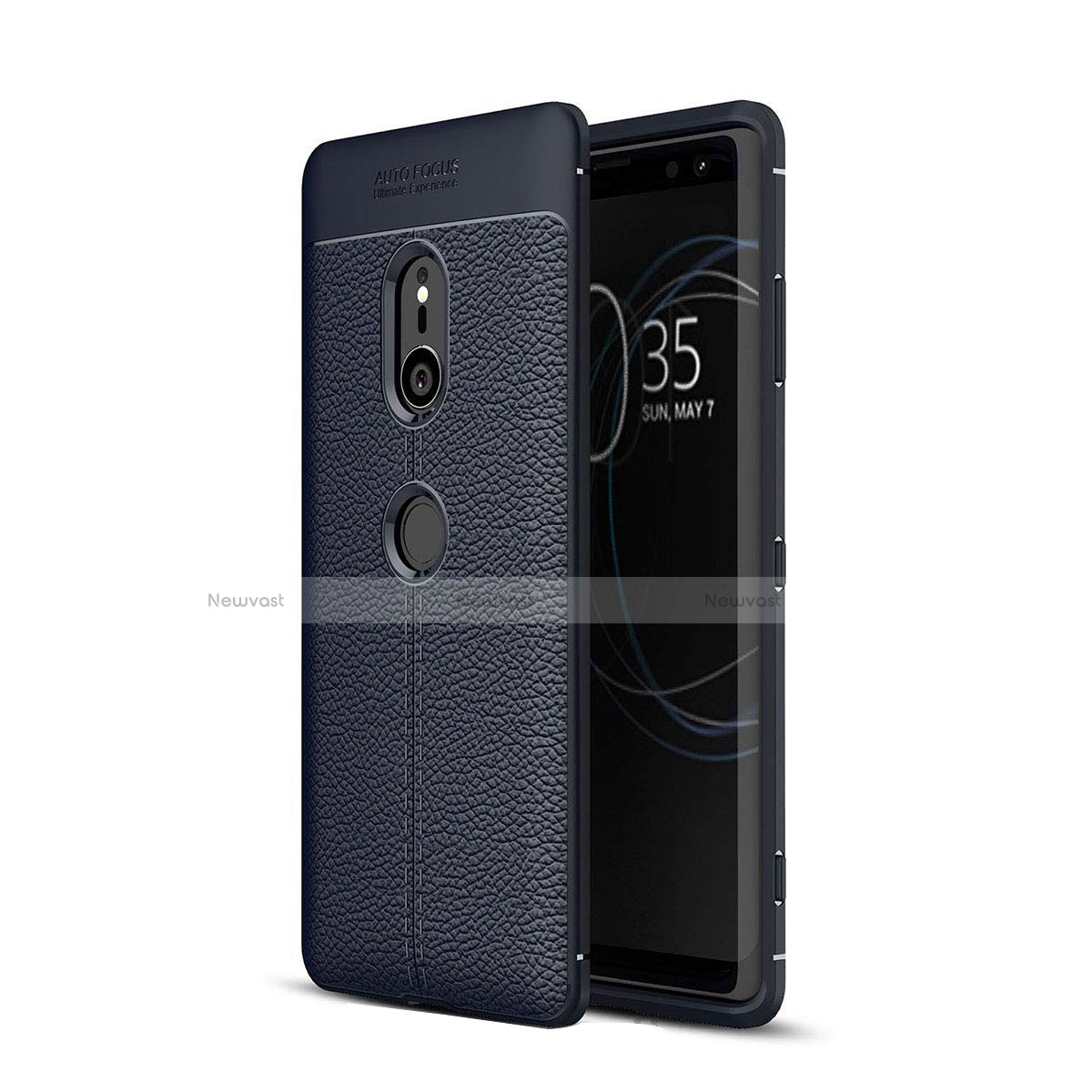 Soft Silicone Gel Leather Snap On Case Cover for Sony Xperia XZ3 Blue