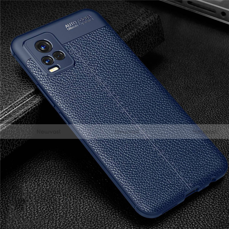 Soft Silicone Gel Leather Snap On Case Cover for Vivo V20 Blue