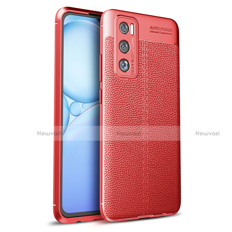 Soft Silicone Gel Leather Snap On Case Cover for Vivo V20 SE Red