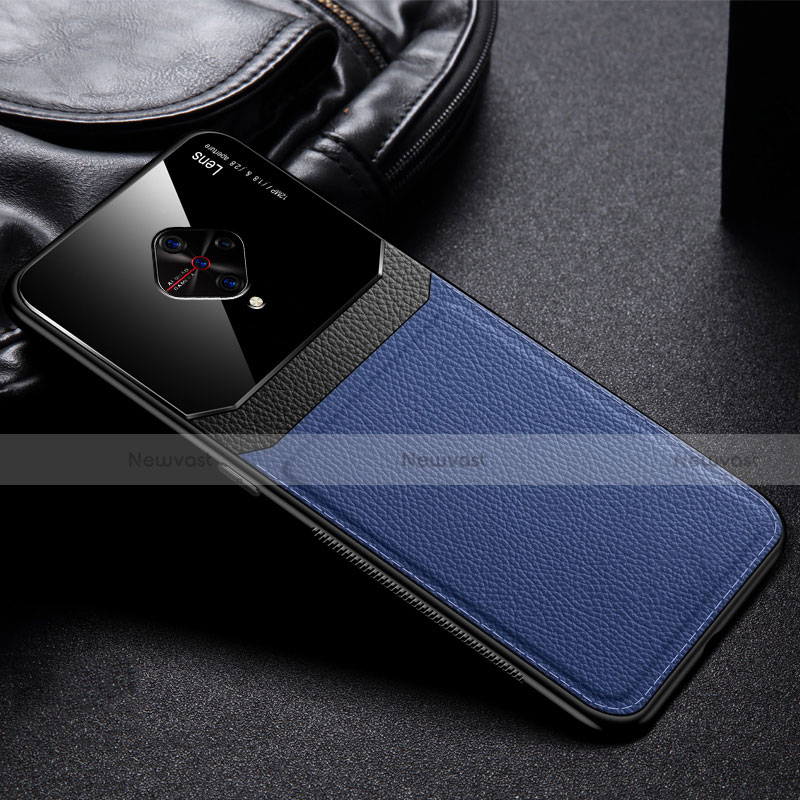 Soft Silicone Gel Leather Snap On Case Cover for Vivo X50 Lite Blue