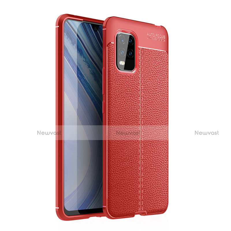 Soft Silicone Gel Leather Snap On Case Cover for Xiaomi Mi 10 Lite Red