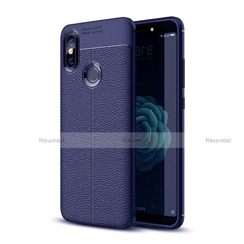 Soft Silicone Gel Leather Snap On Case Cover for Xiaomi Mi 6X Blue