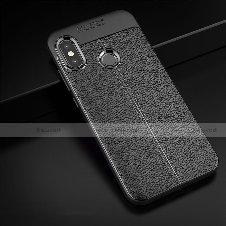 Soft Silicone Gel Leather Snap On Case Cover for Xiaomi Mi A2 Lite Black