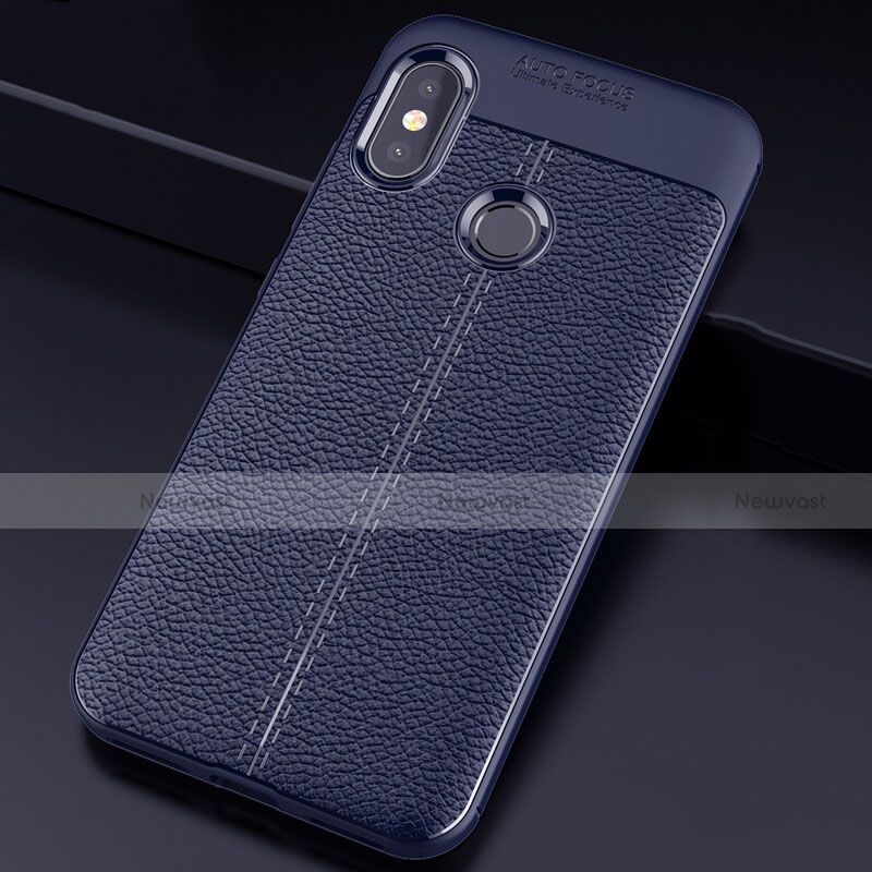 Soft Silicone Gel Leather Snap On Case Cover for Xiaomi Mi A2 Lite Blue