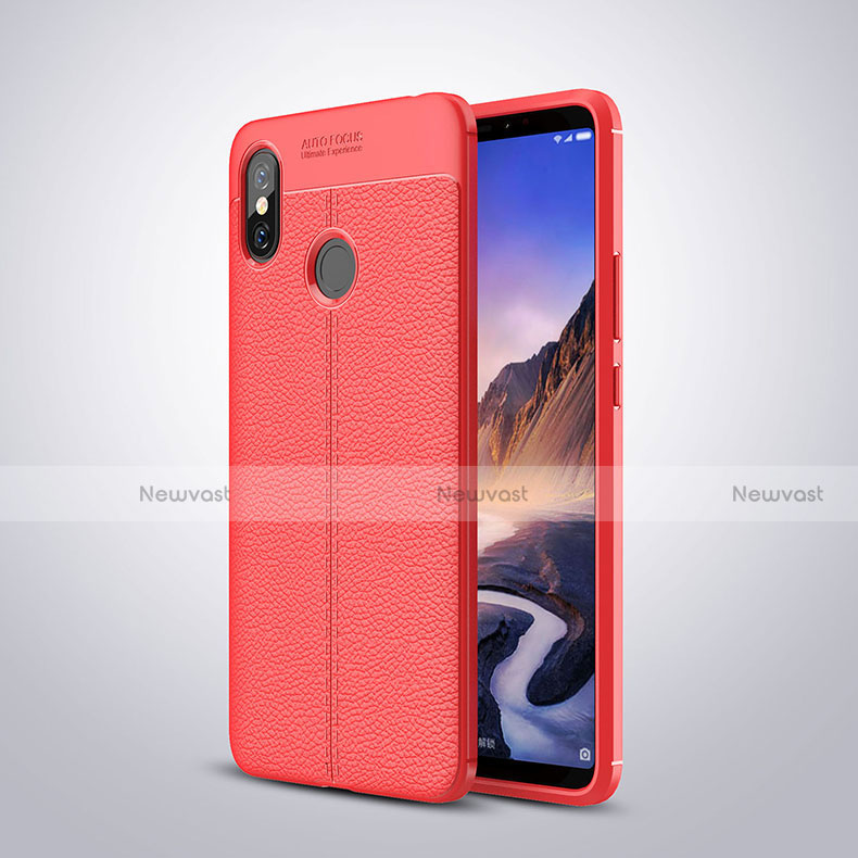 Soft Silicone Gel Leather Snap On Case Cover for Xiaomi Mi Max 3 Red