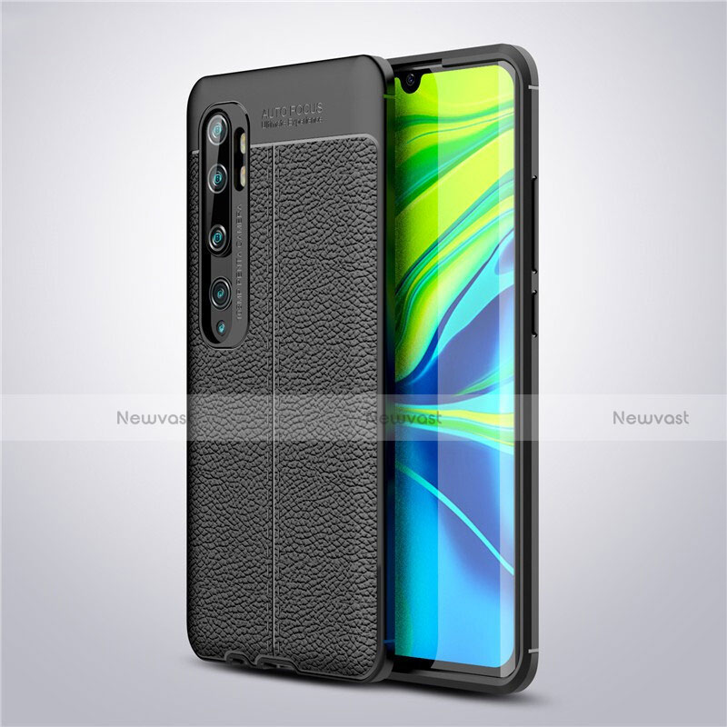 Soft Silicone Gel Leather Snap On Case Cover for Xiaomi Mi Note 10 Black