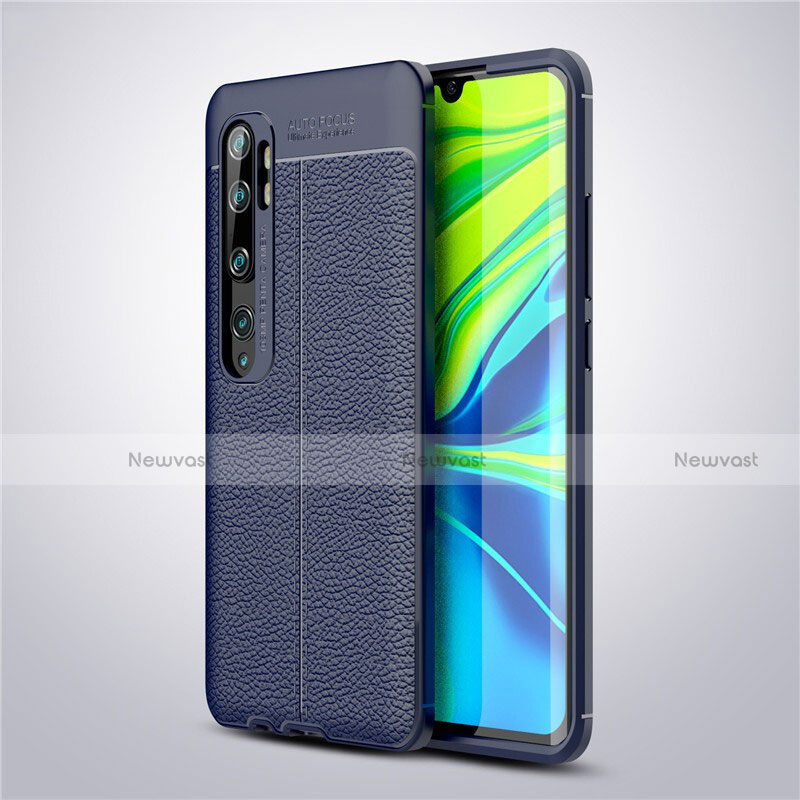 Soft Silicone Gel Leather Snap On Case Cover for Xiaomi Mi Note 10 Blue