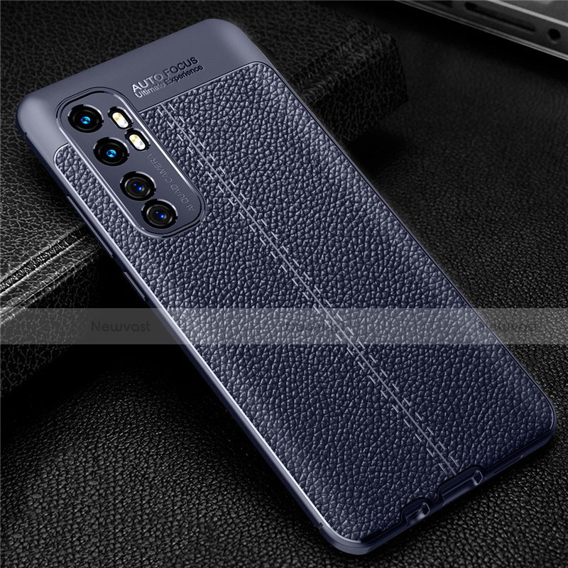 Soft Silicone Gel Leather Snap On Case Cover for Xiaomi Mi Note 10 Lite Blue