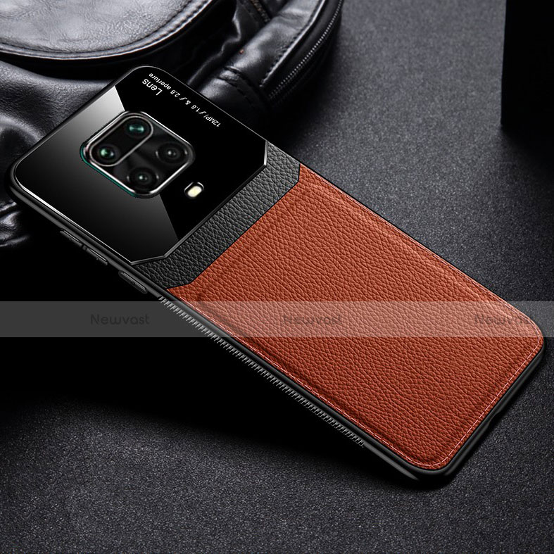 Soft Silicone Gel Leather Snap On Case Cover for Xiaomi Poco M2 Pro Brown