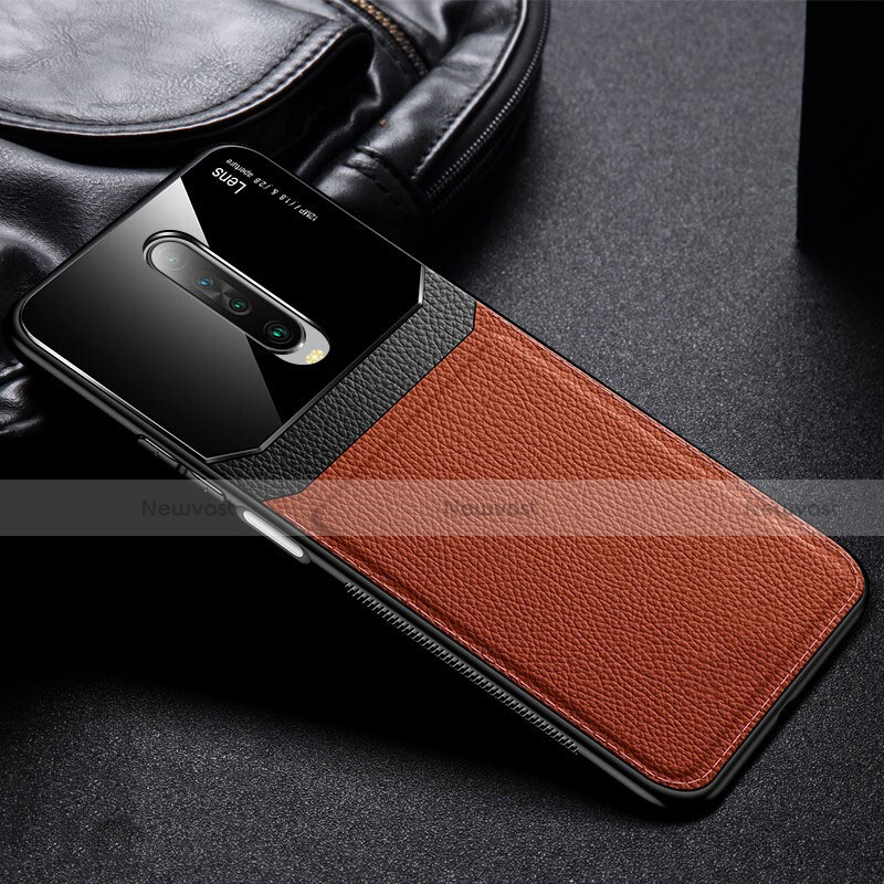 Soft Silicone Gel Leather Snap On Case Cover for Xiaomi Poco X2 Brown