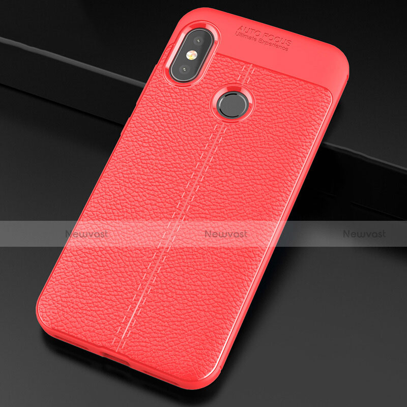 Soft Silicone Gel Leather Snap On Case Cover for Xiaomi Redmi 6 Pro Red