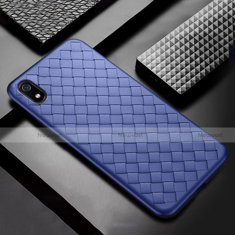 Soft Silicone Gel Leather Snap On Case Cover for Xiaomi Redmi 7A Blue