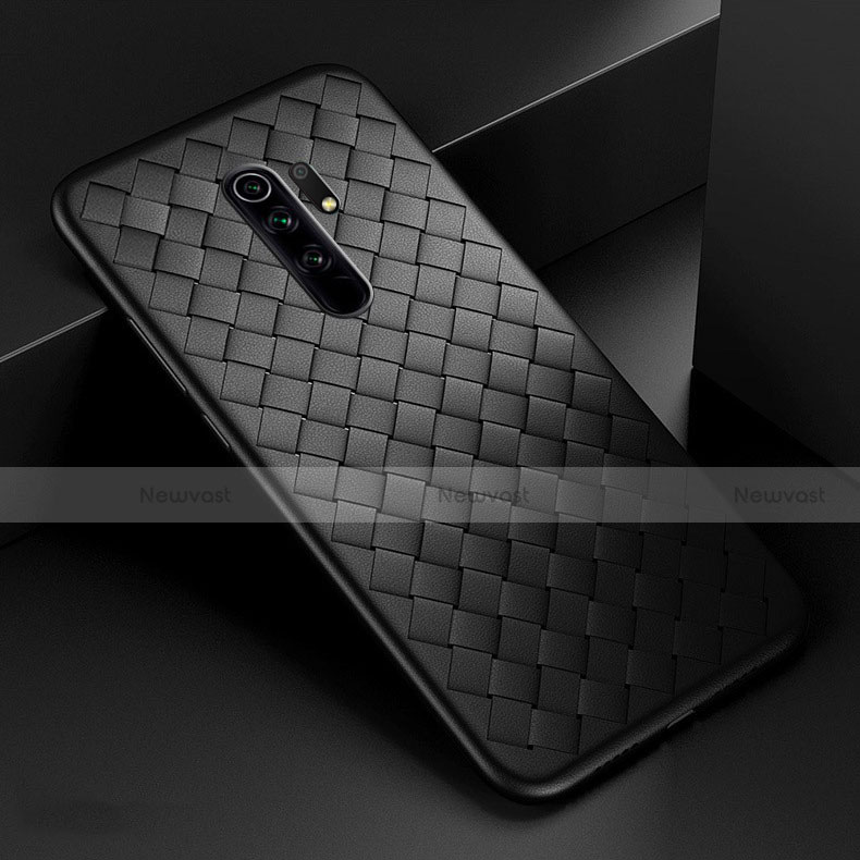 Soft Silicone Gel Leather Snap On Case Cover for Xiaomi Redmi 9 Prime India Black