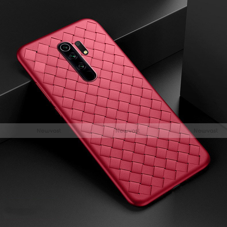 Soft Silicone Gel Leather Snap On Case Cover for Xiaomi Redmi 9 Prime India Red