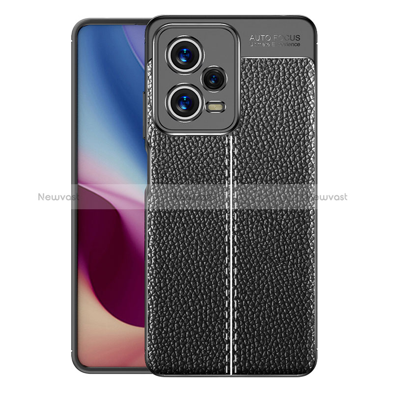 Soft Silicone Gel Leather Snap On Case Cover for Xiaomi Redmi Note 12 Pro 5G Black