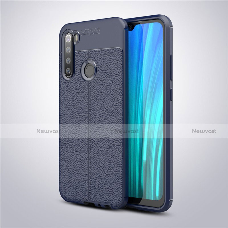 Soft Silicone Gel Leather Snap On Case Cover for Xiaomi Redmi Note 8 (2021) Blue