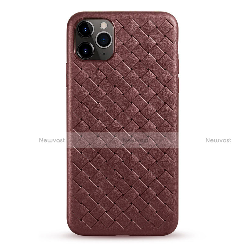 Soft Silicone Gel Leather Snap On Case Cover G01 for Apple iPhone 11 Pro Max Brown