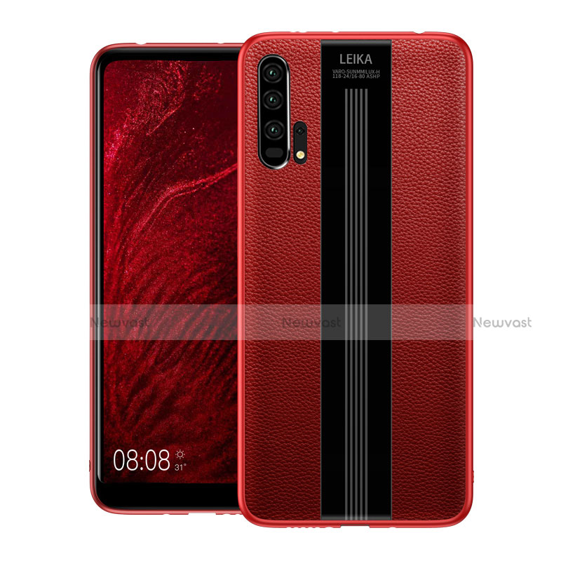Soft Silicone Gel Leather Snap On Case Cover H01 for Huawei Honor 20 Pro Red