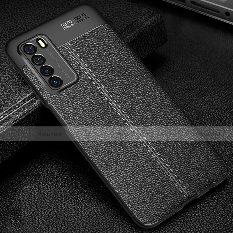 Soft Silicone Gel Leather Snap On Case Cover H01 for Huawei Honor Play4 5G Black