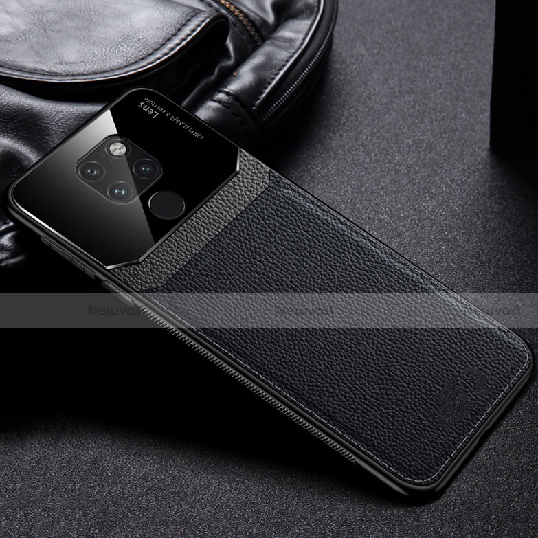 Soft Silicone Gel Leather Snap On Case Cover H01 for Huawei Mate 20 Black