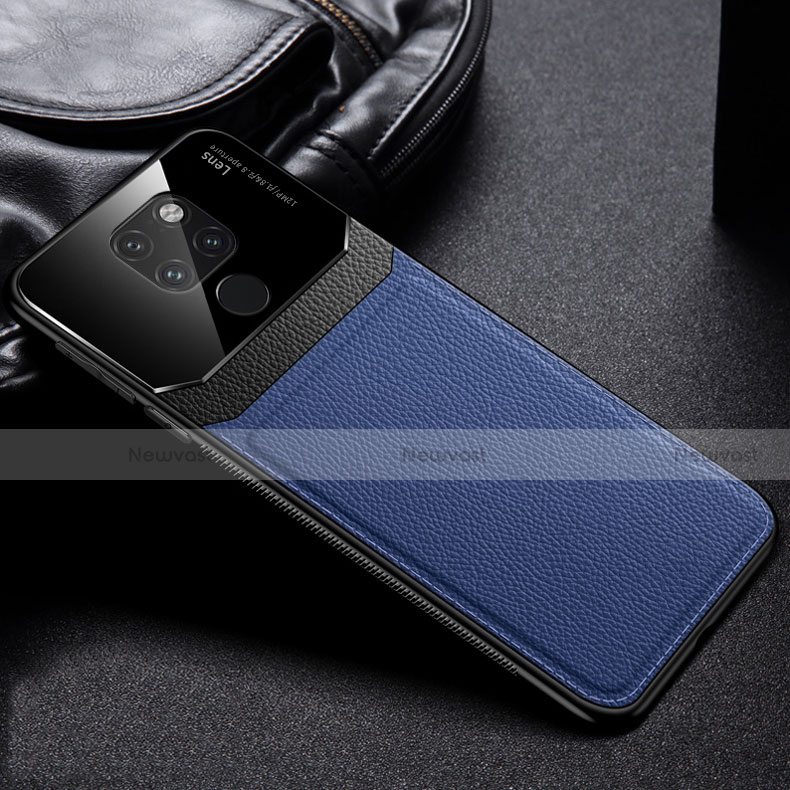 Soft Silicone Gel Leather Snap On Case Cover H01 for Huawei Mate 20 Blue