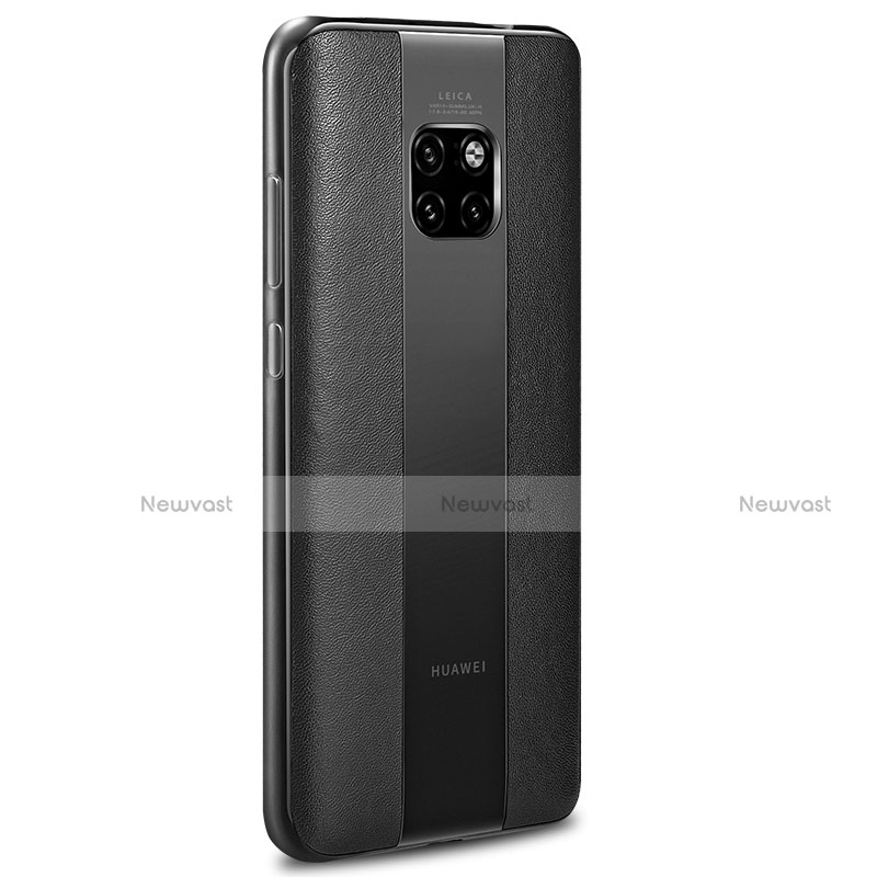 Soft Silicone Gel Leather Snap On Case Cover H01 for Huawei Mate 20 RS Black