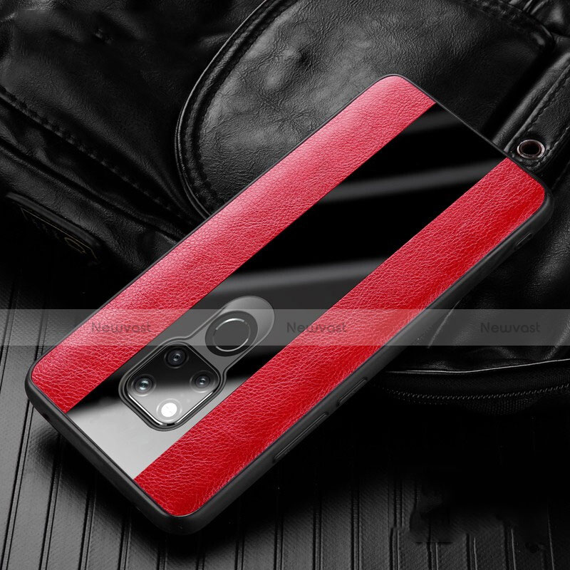 Soft Silicone Gel Leather Snap On Case Cover H01 for Huawei Mate 20 X 5G Red