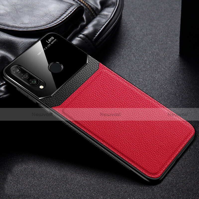 Soft Silicone Gel Leather Snap On Case Cover H01 for Huawei Nova 4e Red