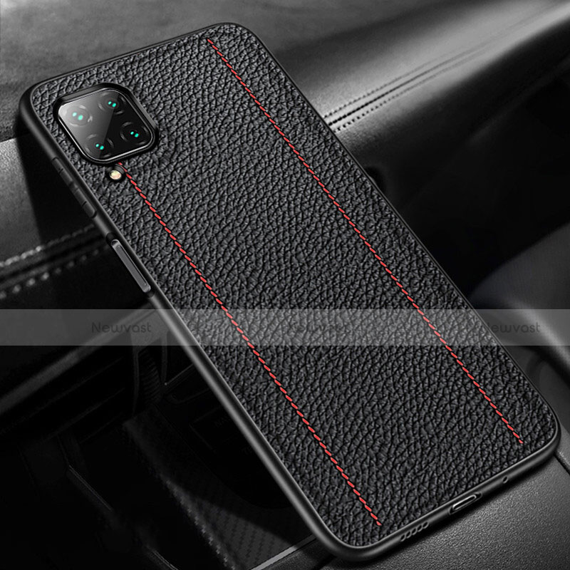 Soft Silicone Gel Leather Snap On Case Cover H01 for Huawei P40 Lite Black