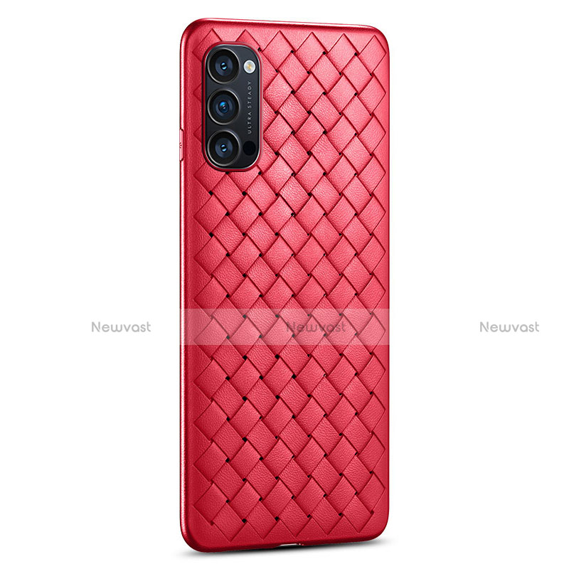 Soft Silicone Gel Leather Snap On Case Cover H01 for Oppo Reno4 5G Red