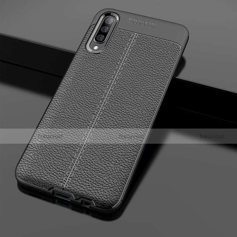 Soft Silicone Gel Leather Snap On Case Cover H01 for Samsung Galaxy A90 5G Black