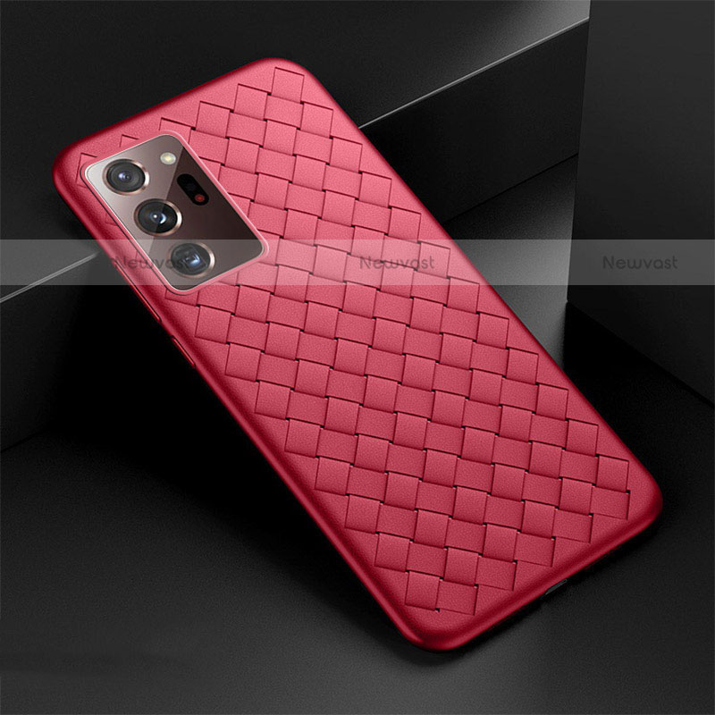 Soft Silicone Gel Leather Snap On Case Cover H01 for Samsung Galaxy Note 20 Ultra 5G Red