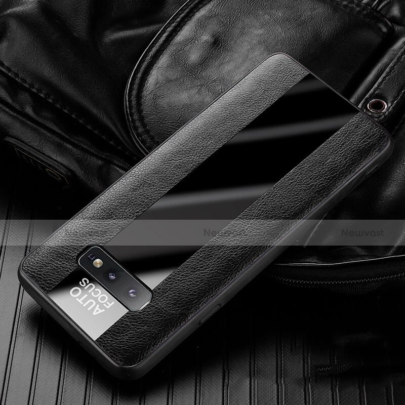 Soft Silicone Gel Leather Snap On Case Cover H01 for Samsung Galaxy S10e Black