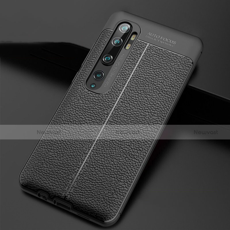 Soft Silicone Gel Leather Snap On Case Cover H01 for Xiaomi Mi Note 10 Black