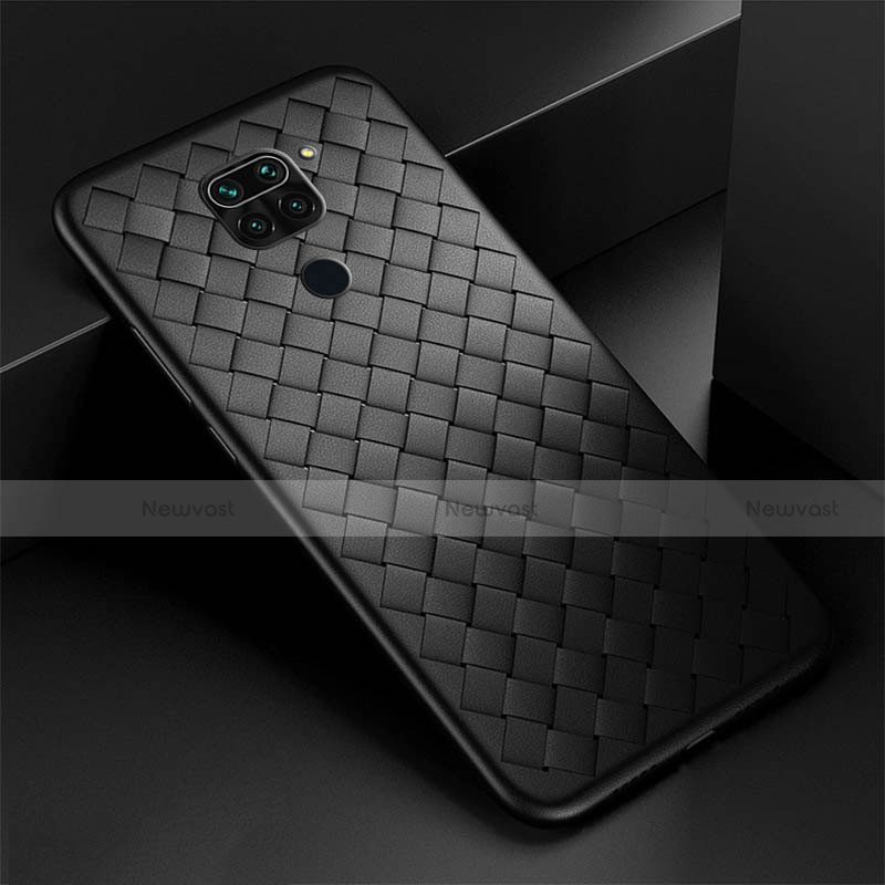 Soft Silicone Gel Leather Snap On Case Cover H01 for Xiaomi Redmi 10X 4G Black